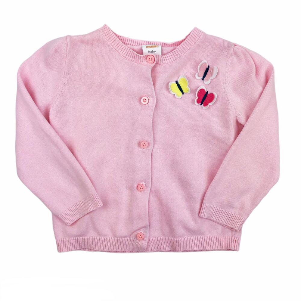Gymboree Pink Butterfly Cardigan Sweater Size 18-24 Months